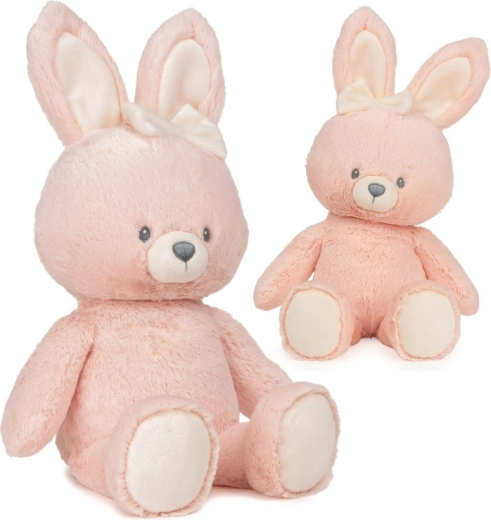 Lapin en peluche 40 cm, rose poudré avec nœud