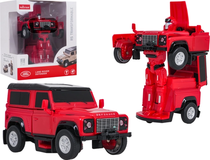 Voiture et robot transformable Land Rover Defender RASTAR 1:32 rouge