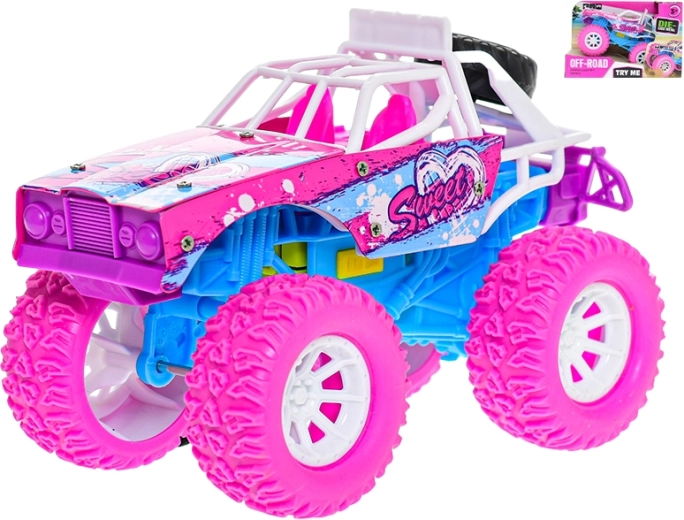 Voiture tout-terrain à inertie rose et bleue