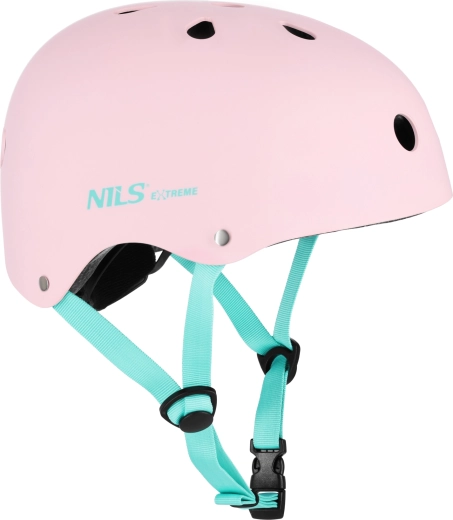 Casque rose NILS Extreme pour rollers, vélo et trottinette – XS (48-52 cm)