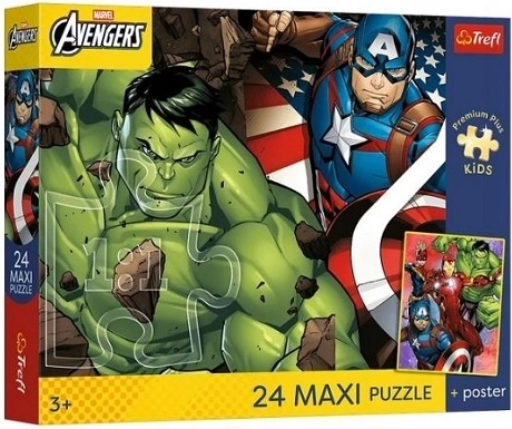Trefl Marvel Avengers maxi puzzle 24 pièces avec affiche