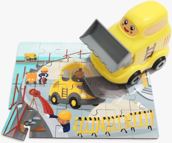 TOP BRIGHT puzzle en bois avec jouet – bulldozer, 24 pièces