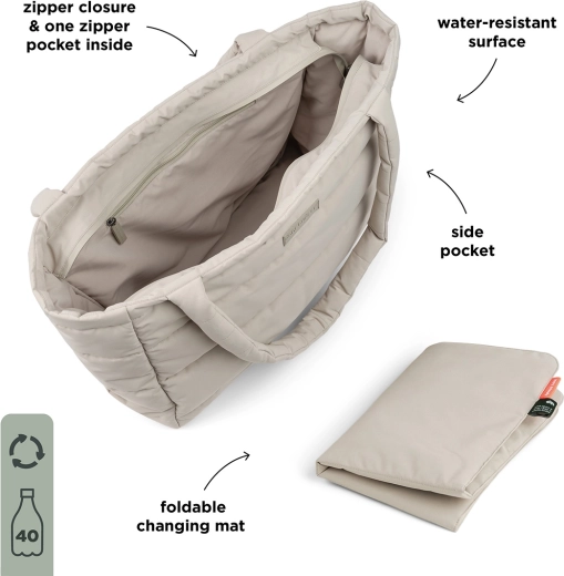 Grand sac à langer matelassé Done by Deer, couleur sable