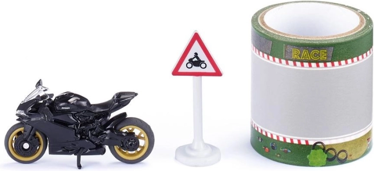 Siku set moto Ducati Panigale 1299 avec ruban de piste de course