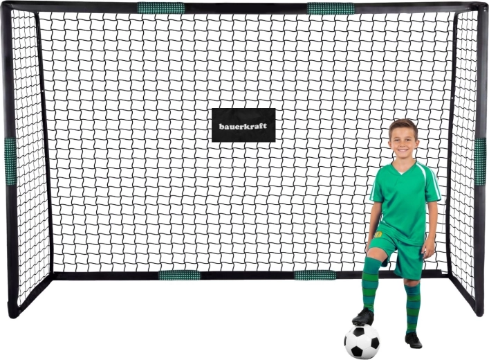 But de football Bauerkraft 300 × 200 × 120 cm avec filet d’entraînement noir-vert