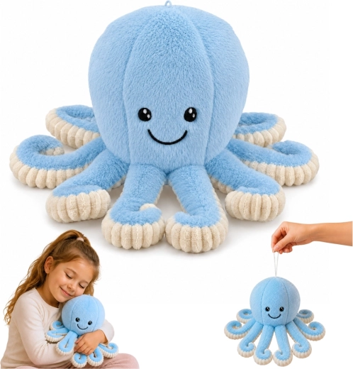 Poulpe en peluche avec tentacules élastiques bleu 30 cm - 1 pièce