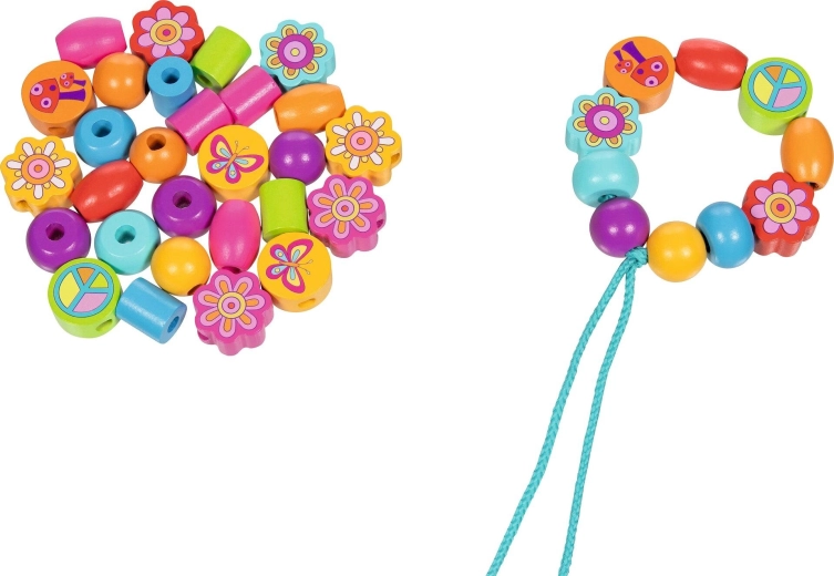 Set de perles en bois Flower power