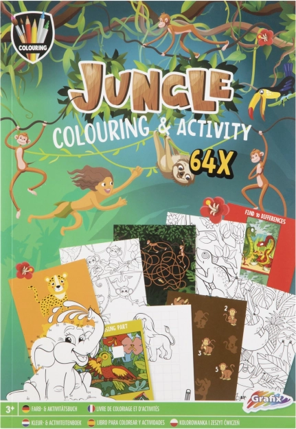 Livre de coloriages et d’activités Jungle A4