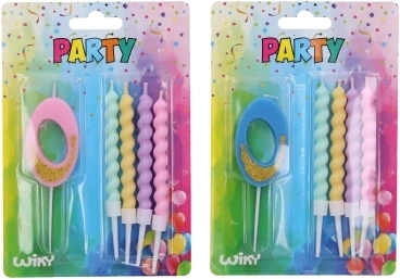 Bougie de fête chiffre 0 avec 4 bougies