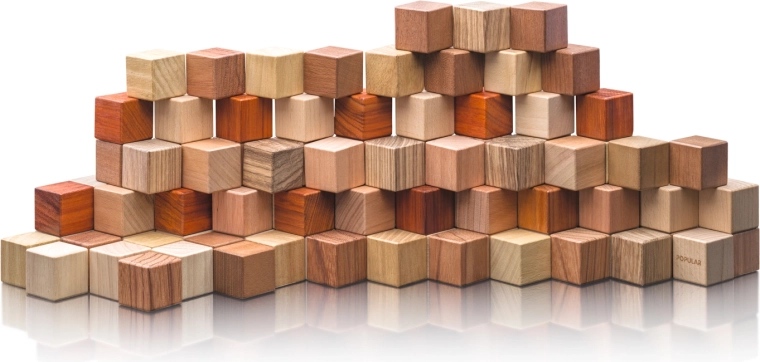 Cubes en bois 2,5 cm, 100 pcs