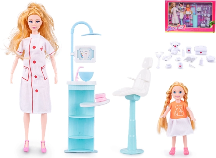 Poupée docteure avec petite patiente 29 cm