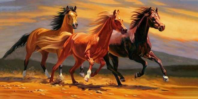 Mosaïque diamant – trois chevaux