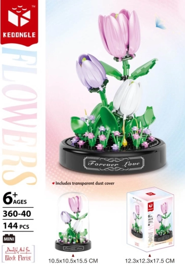 Kit de construction tulipes sous cloche de protection 144 pièces - 1 pièce