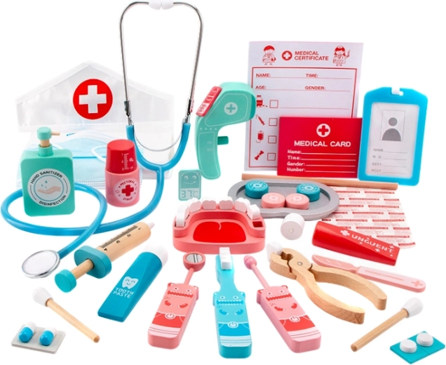 Set médical en bois Petit docteur avec coiffe