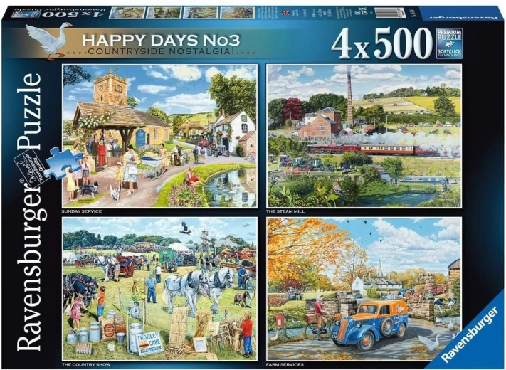 Puzzle Ravensburger Happy Days : souvenirs de la campagne 4×500 pièces