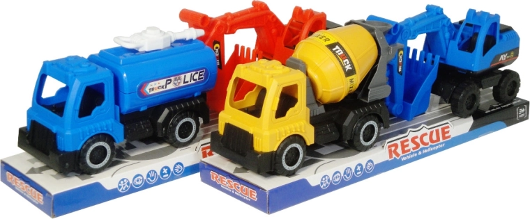 Machines de construction et de sauvetage – lot de 2 véhicules à inertie