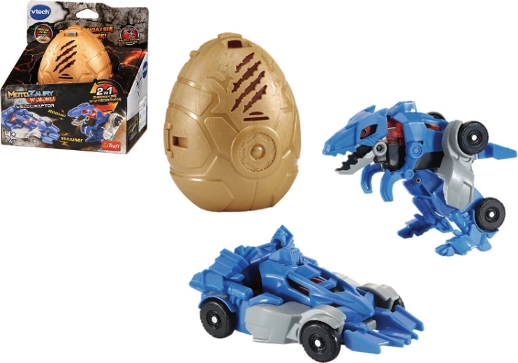 VTech Motozaurus Vélociraptor dans un œuf – dinosaure transformable en voiture avec lumières et sons