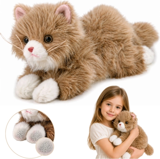 Chat persan en peluche beige 50 cm avec pattes lestées
