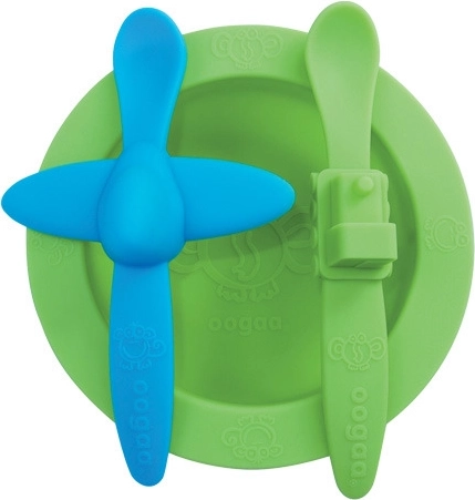 Set de vaisselle Oogaa verte avec bleu
