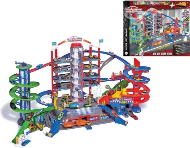 Garage Super City + 6 petites voitures et train