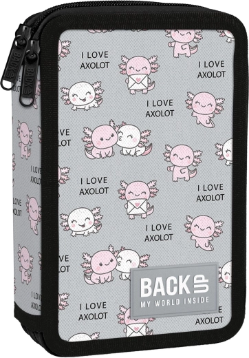 Trousse scolaire à deux étages avec équipement BackUP Axolot Love