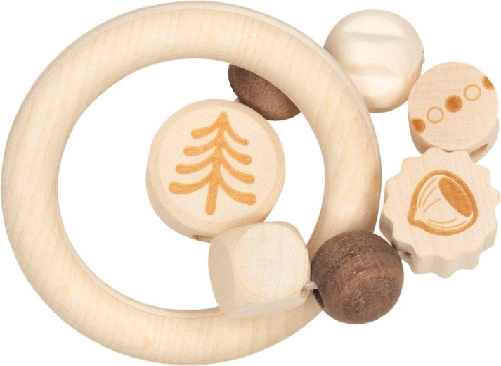 Goki anneau de dentition en bois avec hochet écureuil - 1 pièce