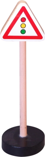 Panneau routier en bois – Attention feu tricolore