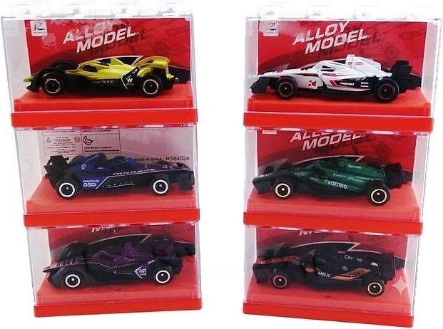 Petite voiture de course en métal 8 cm dans une boîte transparente - 1 pièce