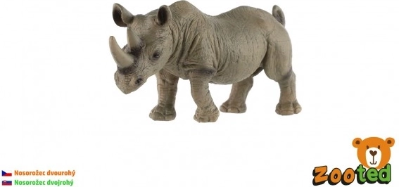 Figurine en plastique rhinocéros noir à deux cornes 14 cm