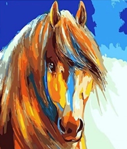 Mosaïque diamant - Cheval à crinière claire