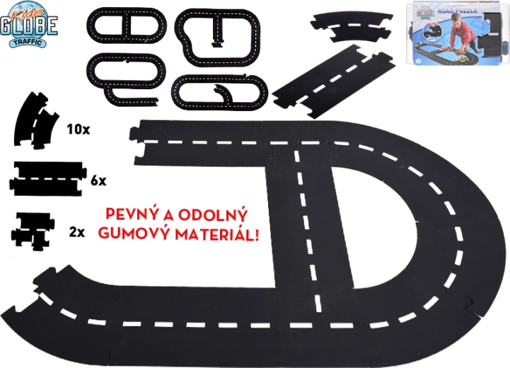 Kids Globe Traffic circuit automobile – route en caoutchouc flexible 18 pièces