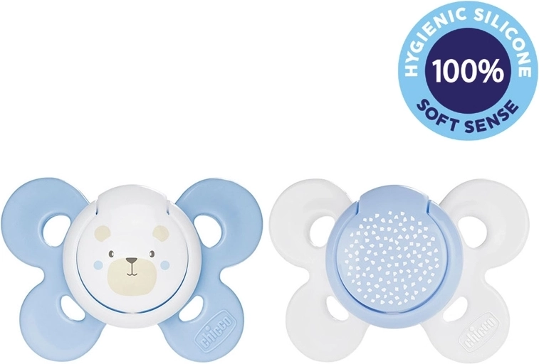 Chicco tétine Physio Comfort silicone 2–6 mois, motif ourson/pois, 2 pcs