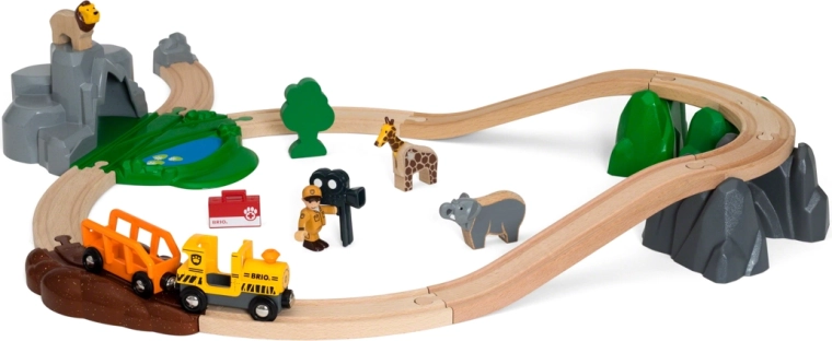 Circuit de train en bois Safari