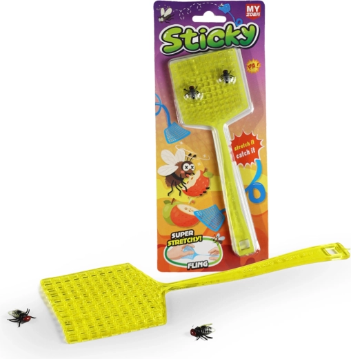 Tapette collante avec mouches rigolotes - 1 pièce