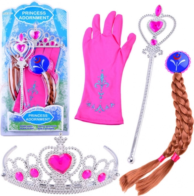 Ensemble de costume Princesse avec couronne et tresse – Rose