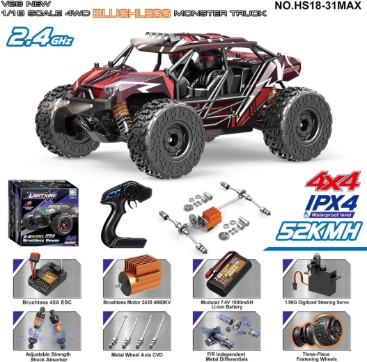 Voiture tout-terrain radiocommandée Monster Max 1:18