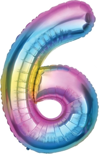 Ballon en aluminium arc-en-ciel en forme de chiffre 6