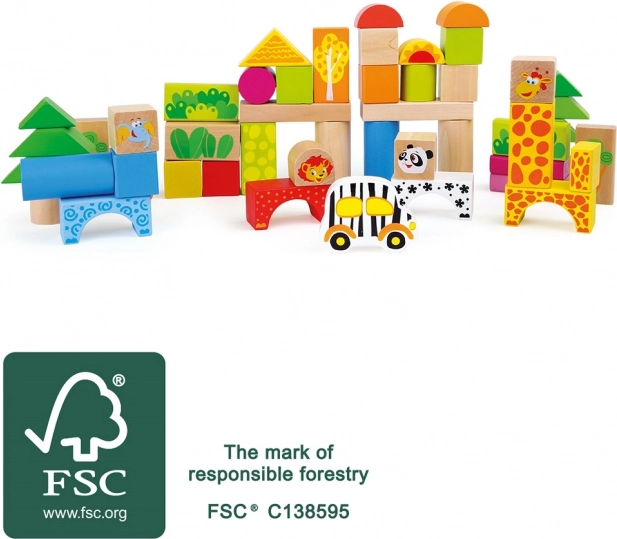Small Foot blocs de construction en bois zoo 50 pcs