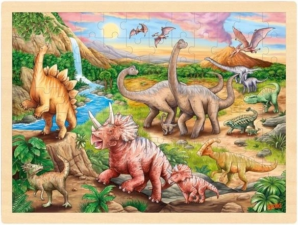 Goki puzzle en bois Sentier des dinosaures, 96 pièces