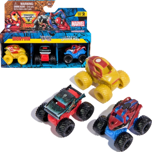 Set de 3 mini monster trucks MARVEL – IRON MAN, VENOM et SPIDER-MAN (1:87) par Spin Master