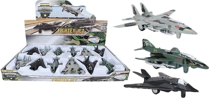Avion militaire avec lumière et son 15,5 cm - 1 pièce