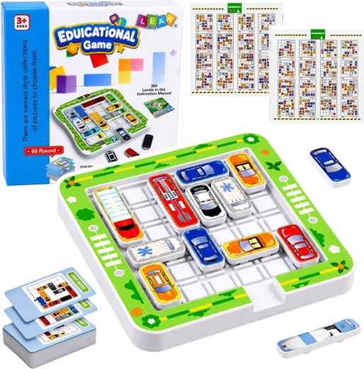 Jeu logique magnétique avec petites voitures – 15 véhicules et 60 cartes défis