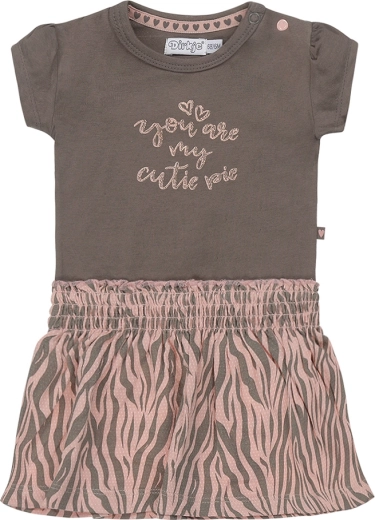 Robe fille Dirkje à manches courtes gris-brun (taille 110)