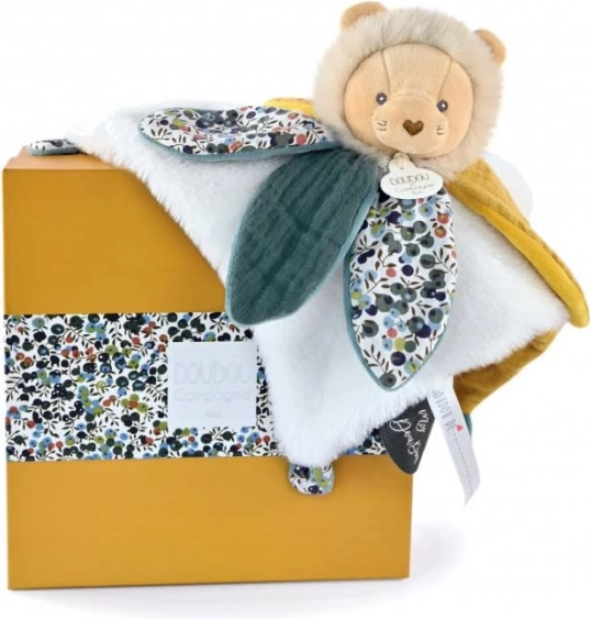 Coffret cadeau – doudou lion en peluche pour bébés
