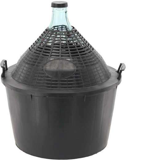 Ballon en verre pour fermentation dans panier plastique 34 l à col étroit