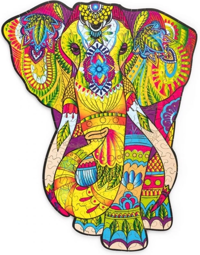 Puzzle en bois coloré Éléphant