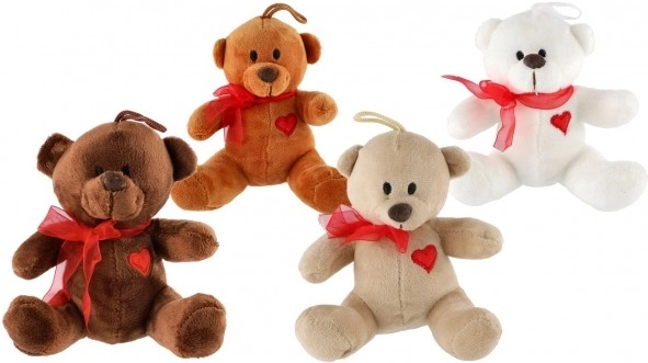 Ourson en peluche avec nœud et cœur 12 cm