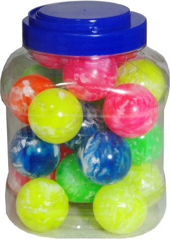 Set de balles en caoutchouc 4,5 cm – 26 pièces en bocal