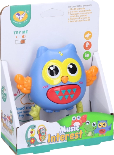 Hochet hibou avec effets lumineux et sonores 11 cm - 1 pièce