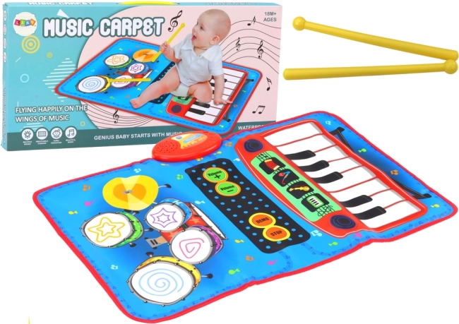Tapis musical interactif 2 en 1 tambours et piano avec baguettes